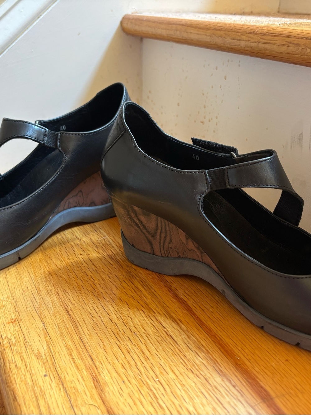 Black Wedge Mary Jane Women's Sanita Matilda Sz 40